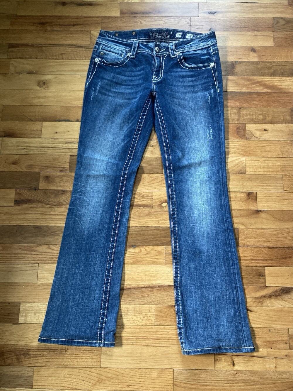 Miss Me Jeans Womens 30 Bootcut Embroidered Cross Bling Y2K Low Rise Denim